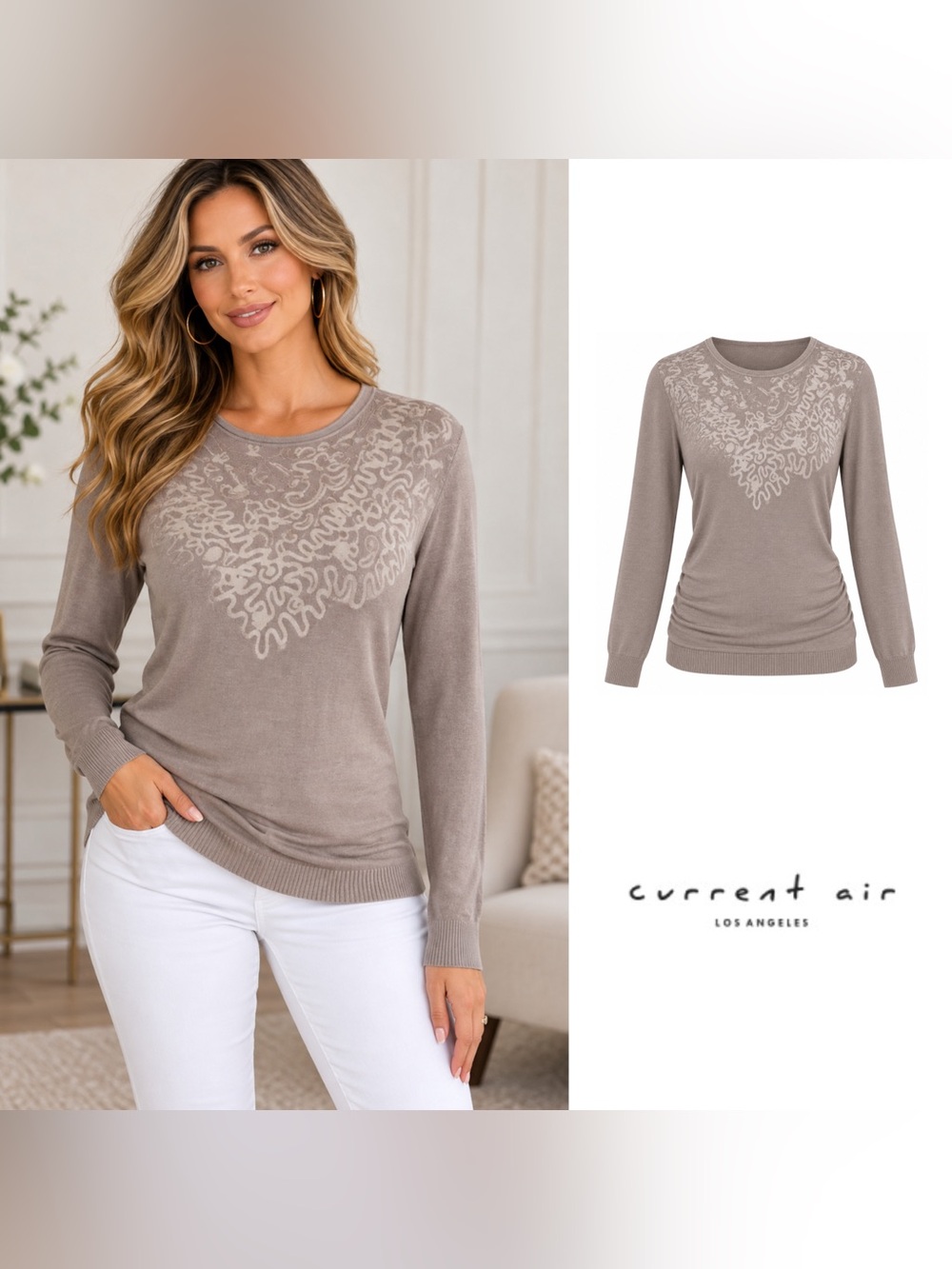 NEW Current Air Mesh Panel Long Sleeve Top